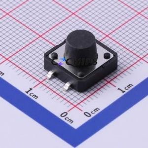 UK-B0262G80-SP25Y Tactile Switch SMD-4P,12x12mm Switch Single Pole Single Throw Round Button 2.5N Vertical Mount - Product Image 1