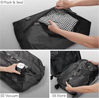 Sacs sous vide avec pompe, sacs de compression sous vide, fermeture éclair étanche, économiseur d'espace pour valise, sac à dos, voyage, noir