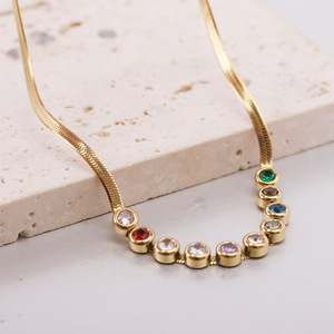 Fashion <b>Beaded</b> <b>Necklace</b> Gold 5Mm Round Zircon Minimalist Daily Wear - Product Image 2