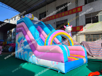 Toboggan gonflable licorne nuage arc-en-ciel avec échelle d'escalade, château gonflable, jouets de parc d'attractions extérieur personnalisés pour enfants, location