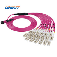 Grosir MTP MPO Perempuan Ke LC UPC Duplex OM4 Kabel Breakout 8 12 24 Inti Serat Optik Fanout Kabel Trunk Kabel Patch Serat Optik