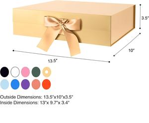Grandi Scatole Regalo Lucide Dorate con Coperchio per <span class=keywords><strong>Regali</strong></span>, Scatole Regalo di Lusso Magnetiche Dorate con Nastro, Scatole Regalo per Proposte Damigelle - Product Image 1