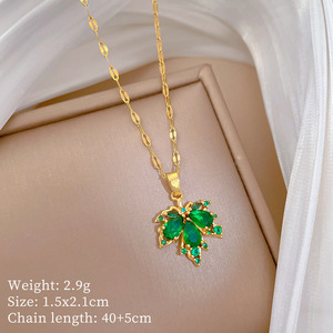 Factory New Titanium Steel Maple Leaf necklace Light Luxury Wedding Necklace for Female Versatile Celebrities <b>Chain</b> - Product Image 6