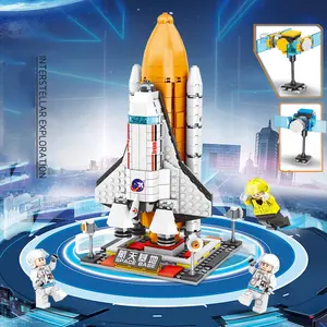 Educational DIY Assembly Racket Launch Station Legoing Building Block Toys With Mini Figures Astronaut Best Gift For Kids
