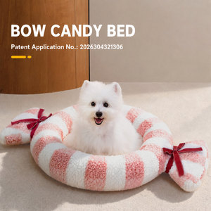 Cama de Lujo Personalizada para Perros Sherpa Candy, Nido para Mascotas con Rayas Rosas, Cojín Redondo de Forro Polar Suave para Gatos, Colchoneta para Cachorros al por Mayor - Product Image 3