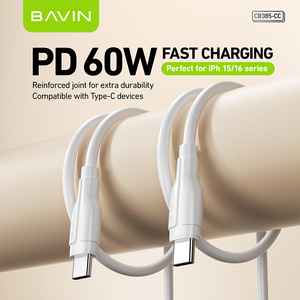 Cable <span class=keywords><strong>USB</strong></span> Tipo C a Tipo C BAVIN al por Mayor, CB385 PD 18W 12W, Núcleo de Cobre Estañado, para IPH 15 16 - Product Image 2