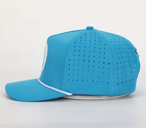 Casquette de baseball personnalisée 5 panneaux en caoutchouc de haute qualité avec logo, chapeau perforé imperméable découpé au laser - Product Image 3