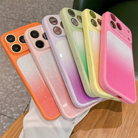 Coque de téléphone Cool Summer Crystal à grande fenêtre pour iPhone 17 16 15 14 13 Pro Max, Housse de luxe dégradée scintillante avec protection d'objectif