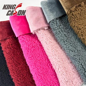 Tela de Franela de Color Sólido de Bajo Gramaje y Bajo MOQ de KINGCASON, Tela Compuesta de <span class=keywords><strong>Sherpa</strong></span> Lisa para Ropa de Invierno Sudamericana - Product Image 1