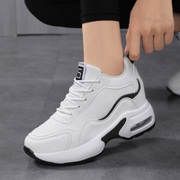 Chaussures de course pour femmes, automne 2026, tissage volant, semelle épaisse, coussin d'air, semelle extérieure en PVC, tige en PU, doublure en coton, baskets décontractées