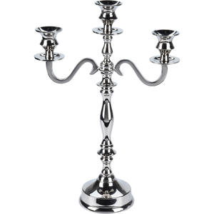 Candélabre en aluminium chromé à 3 lumières H. 39 cm - Product Image 1