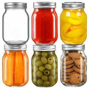 Glass Jar Supplier Wholesale Kitchen 250ml 500ml Wide Mouth Mason Jars 8 oz 16 oz Glass Storage Jars with Lid