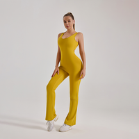 Combinaison de yoga une pièce sans couture, dos nu, taille haute, respirante, 100 % polyester, style mode personnalisé