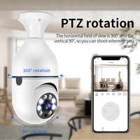 PIX-LINK Caméra de sécurité domestique 360 degrés sans fil IR WIFI Ampoule Design Capteur d'imagerie CMOS Carte mémoire Options de stockage de données