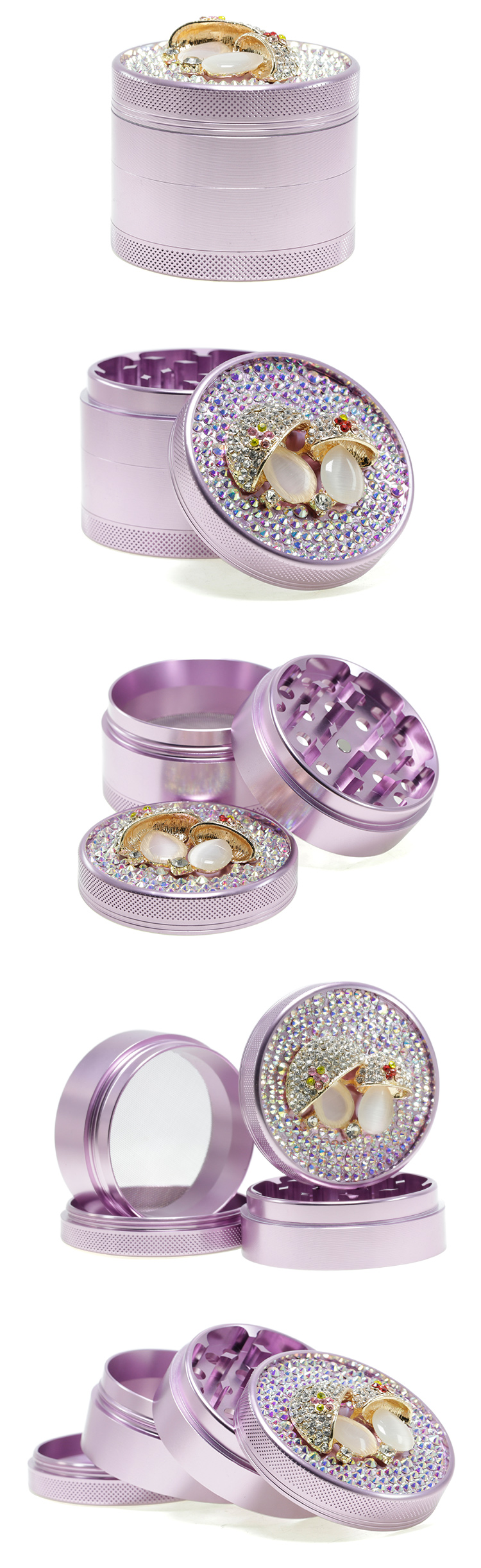 4 part 63mm aluminum alloy cactus diamond cute grinder for lady 6161