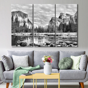 Hiện đại màu đen và trắng nghệ thuật phun chúng tôi. Công viên Rừng Quốc Gia cổ điển kết hợp ba mảnh trang trí nhà in Vải Treo Tường - Product Image 6