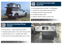 Camper de camionnette à toit rigide avec cadre en aluminium pour le camping hors route
