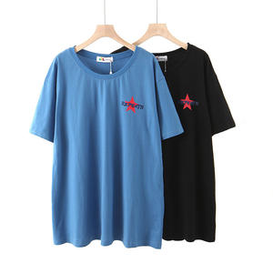 Camiseta holgada de verano para mujer de talla grande, camiseta negra con estampado de cerveza azul en la espalda, jersey de algodón N7645 - Product Image 5