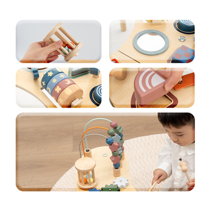 Blocs <span class=keywords><strong>de</strong></span> construction multifonctionnels en perles <span class=keywords><strong>de</strong></span> bois pour enfants, jouet éducatif précoce, <span class=keywords><strong>table</strong></span> d'activités lune avec différentes options <span class=keywords><strong>de</strong></span> jeu - Product Image 5