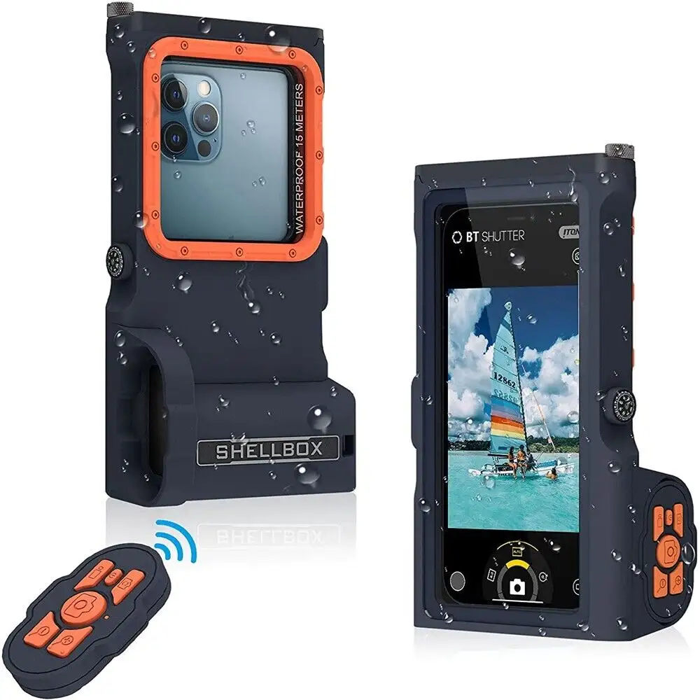 New ShellBox 3rd gen. Bluetooth Camera Diving Swimming Surfing Underwater 49ft 15m Camera Phone Case for iPhone 13 Pro Max