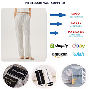 Taille haute élastique lin tissu pantalon ample printemps et été dames vêtements <span class=keywords><strong>de</strong></span> bureau décontracté bande <span class=keywords><strong>crayon</strong></span> pantalon pantalon pour femmes - Product Image 6