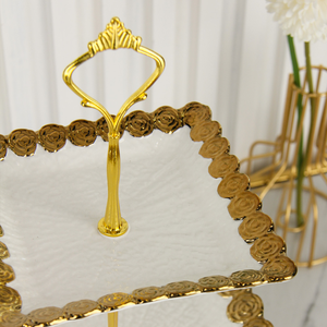Soporte de postre de cerámica de 2-3 capas de estilo lujoso con plato Catering Cake Display Stand Decoraciones para fiesta de boda - Product Image 1