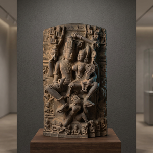 Statue en pierre de Vishnu Lakshmi, réplique d'art traditionnel de temple hindou - Product Image 2