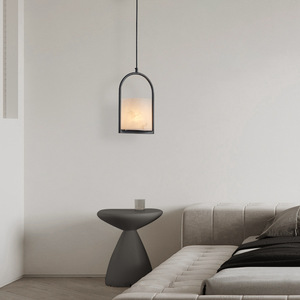 Lámpara colgante de mármol de estilo chino, iluminación LED E27 de un solo cabezal, iluminación rectangular para el hogar, para dormitorio, estudio, sala de té, diseño nórdico - Product Image 2