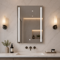 E103V6080 LED pour salle de bain illuminée à écran tactile miroir pour salle de bain lumière LED miroir ordinaire argent carré moderne IP44