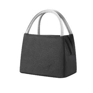 Borsa termica portatile riutilizzabile nera di grande capacità impermeabile Oxford isolata borsa da Picnic con fodera Premium Lunch Box Bag