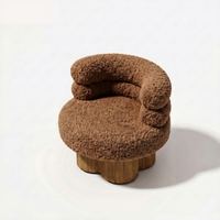 Nouveau Tabouret de Coiffeuse Moderne Minimaliste en Velours Crème, Chaise de Coiffeuse Décontractée en Laine d'Agneau et Bois Massif, Mobilier de Maison