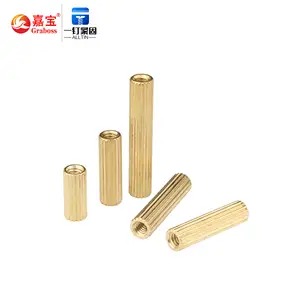 Factory wholesale knurling threaded long brass round female bolt M2 copper double pass column