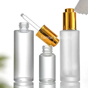 Trending Glass Skincare Packaging 20ml 30ml 50ml 60ml 100ml Frosted Clear Dropper Bottle Cosmetic Press Serum Pump Bottle