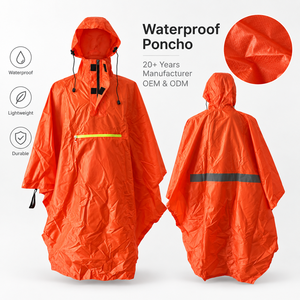 Impermeable con Capucha, Resistente al Viento, Color Naranja Brillante, para Adultos, con Bolsillo Frontal con Cierre, para Camping y Senderismo al Aire Libre - Product Image 2