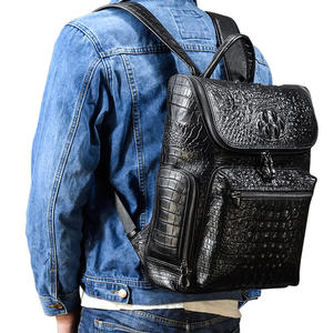 Zaino in vera pelle con fiore di coccodrillo stile coreano borsa da uomo con strato <span class=keywords><strong>superiore</strong></span> in pelle di mucca Multi-funzionale per studenti - Product Image 6