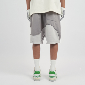 Fabricants de shorts unis d'été en gros personnalisés Shorts en coton vieilli à longues bretelles Hommes French Terry Boxer Patchwork Shorts - Product Image 3