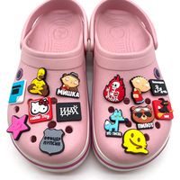 Breloques de chaussures à expressions amusantes, vente en gros, accessoires de décoration de chaussures adorables, breloques de chaussures de dessin animé pour pantoufles