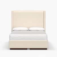 Cadre de lit rembourré moderne king queen size avec panneau arrière cadre de lit en bois de velours avec rangement pour chambre à coucher