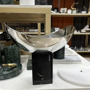 高級ブラックマーブルステンレススチールトレイスタンドゴールドシルバーカスタムサイズホームフードサービングトレイラマダンセレブレーションデザート - Product Image 3