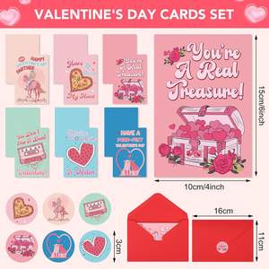Lot de 24 enveloppes portefeuilles YS pour la Saint-Valentin, motifs amusants, 6 variétés pour enfants, famille, amis - Joyeuses lettres d'amour pour lui et elle - Product Image 1