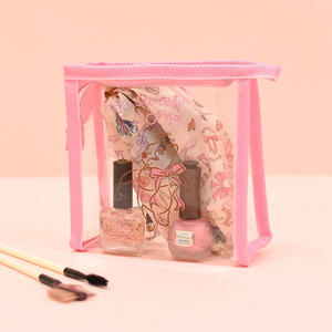 Wholesale Price PVC Cosmetic Makeup Casual Storage <b>Bag</b> Waterproof <b>Clear</b> Double-Layer Zipper Fashionable Lady Cute Makeup <b>Bag</b> - Product Image 1