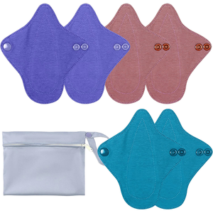 Serviettes hygiéniques lavables et réutilisables en tissu pour femmes, respirantes, avec ailettes, taille régulière - Product Image 1