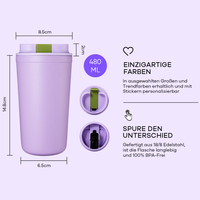 Nouveauté Tasse à café personnalisée en acier inoxydable double paroi 304 480 ml pour la conduite et les voyages avec couvercle 100% étanche personnalisé