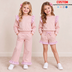Pantalones Cortos de Algodón con Volantes para Niñas, Estilo Casual, para Otoño, Venta al por Mayor, Ropa para Hermanas, Boutique Trendyism - Product Image 1