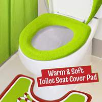 Coussin de siège de toilette Grinch Noël, ensemble de quatre pièces, couvre-siège de toilette doux, décoration de salle de bain, décoration de Noël, cadeau de Noël pour la maison