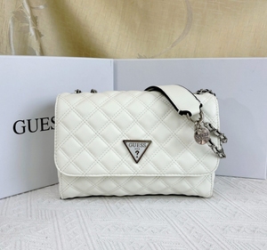 Nouveau Sac à Main <span class=keywords><strong>Guess</strong></span> pour <span class=keywords><strong>Femme</strong></span>, Chaîne Façon Diamant à Double Couche, Doublure en PVC, Nœud avec Lettres, Accessoire de Mode Portable, Deux Bandoulières, 3 Pièces - Product Image 1