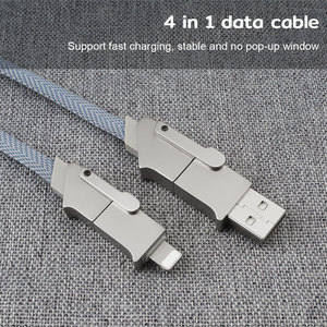 สายชาร์จแบบพกพาอัลลอยด์สังกะสีสี่ในหนึ่ง 1M <span class=keywords><strong>USB</strong></span> 2.0 สายซิงค์ข้อมูลที่เสถียร สายชาร์จเร็ว ใช้งานร่วมกับอุปกรณ์อัจฉริยะได้ - Product Image 6