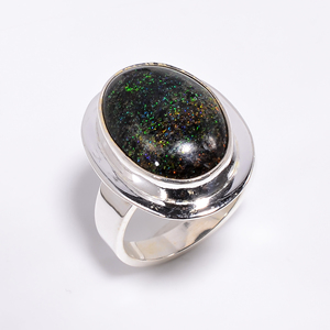 Anillo de Plata de Ley 925 de ópalo negro australiano, joyería fina para mujer para bodas y fiestas, exportadores mayoristas a granel - Product Image 1