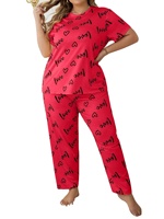 Ensemble de pyjamas pour femmes grande taille personnalisé, imprimé, 5XL, vêtements de nuit doux pour femmes, manches courtes, pantalon long, vêtements de maison, pyjama pour femmes corpulentes
