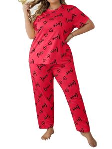 Conjunto de Pijamas Personalizados para Mujer Talla Grande 5XL, Ropa de Dormir Suave para Mujer, Manga Corta, Pantalones Largos, Ropa de Casa, Ropa de Dormir para Mujer Gordita - Product Image 5